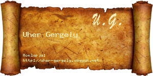 Uher Gergely névjegykártya